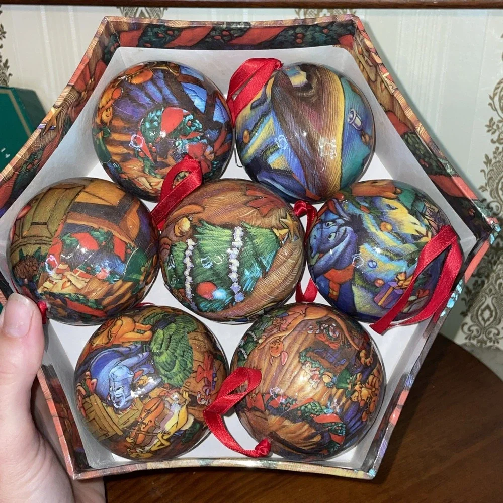 VTG Boxed Disney Winnie the‎ Pooh Season of Song | Set of 14 Ornaments Decoupage